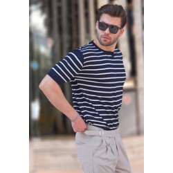 Çizgili-Mavi-Oversize-Tshirt